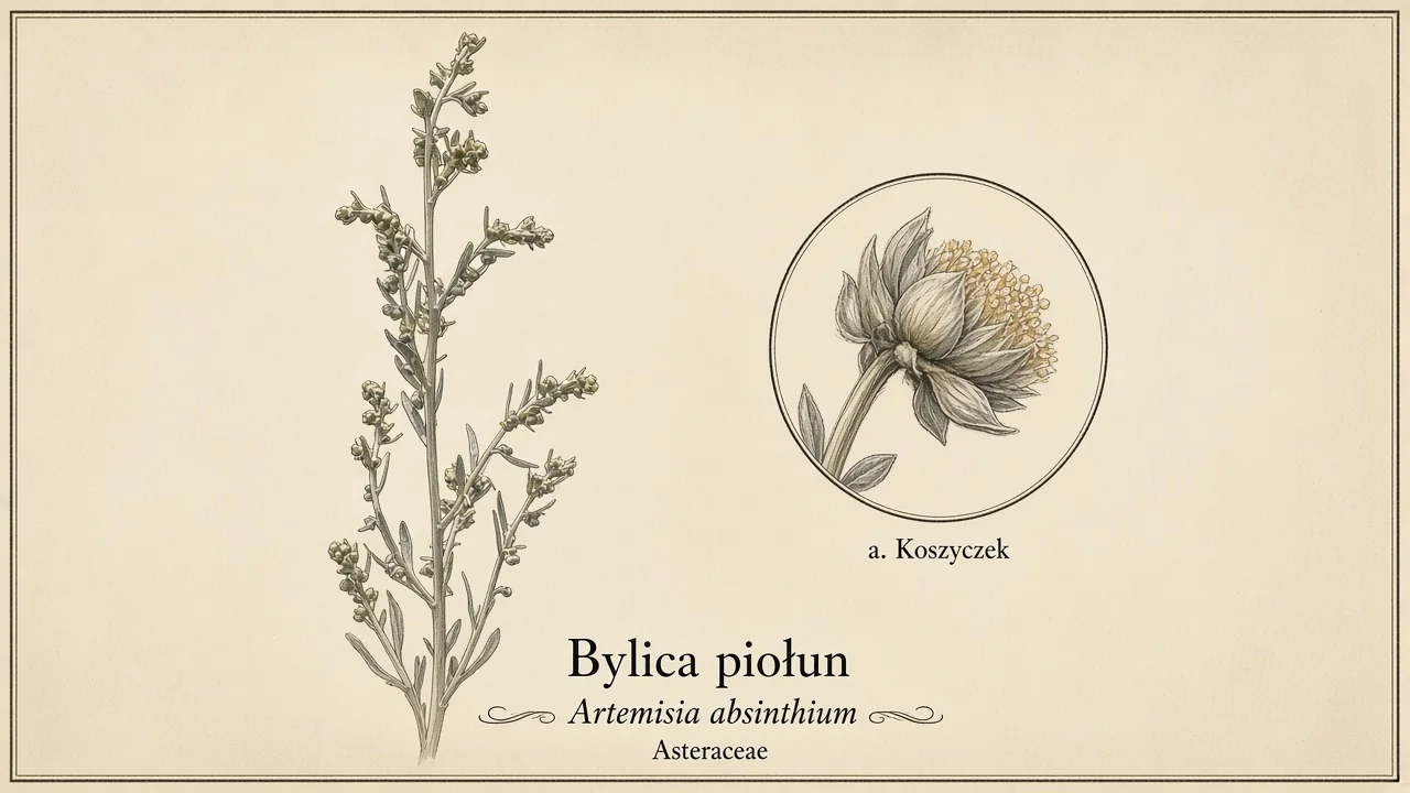 Ilustracja zielnikowa: Bylica piołun (Artemisia absinthium)
