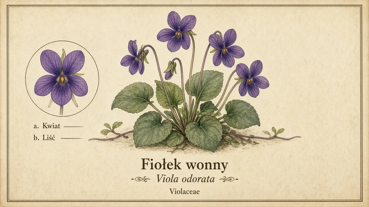 Ilustracja zielnikowa: Fiołek wonny (Viola odorata)