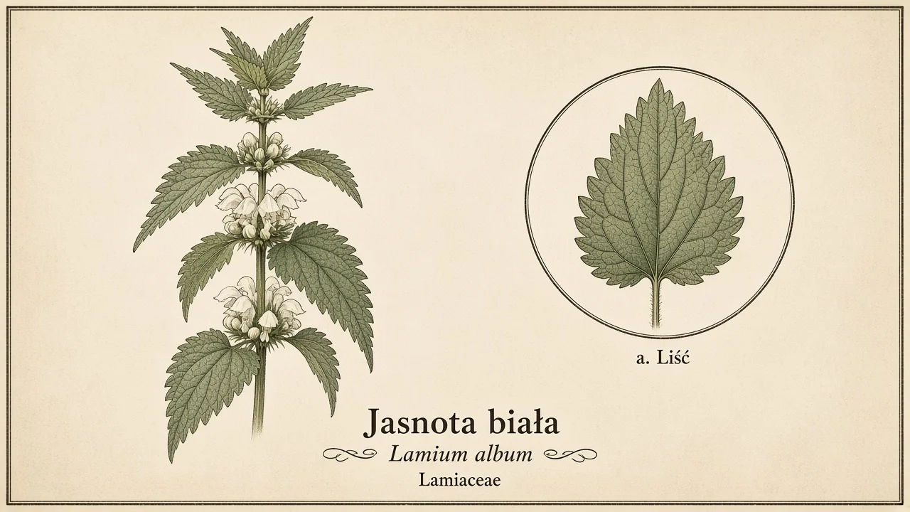 Ilustracja zielnikowa: Jasnota biała (Lamium album)