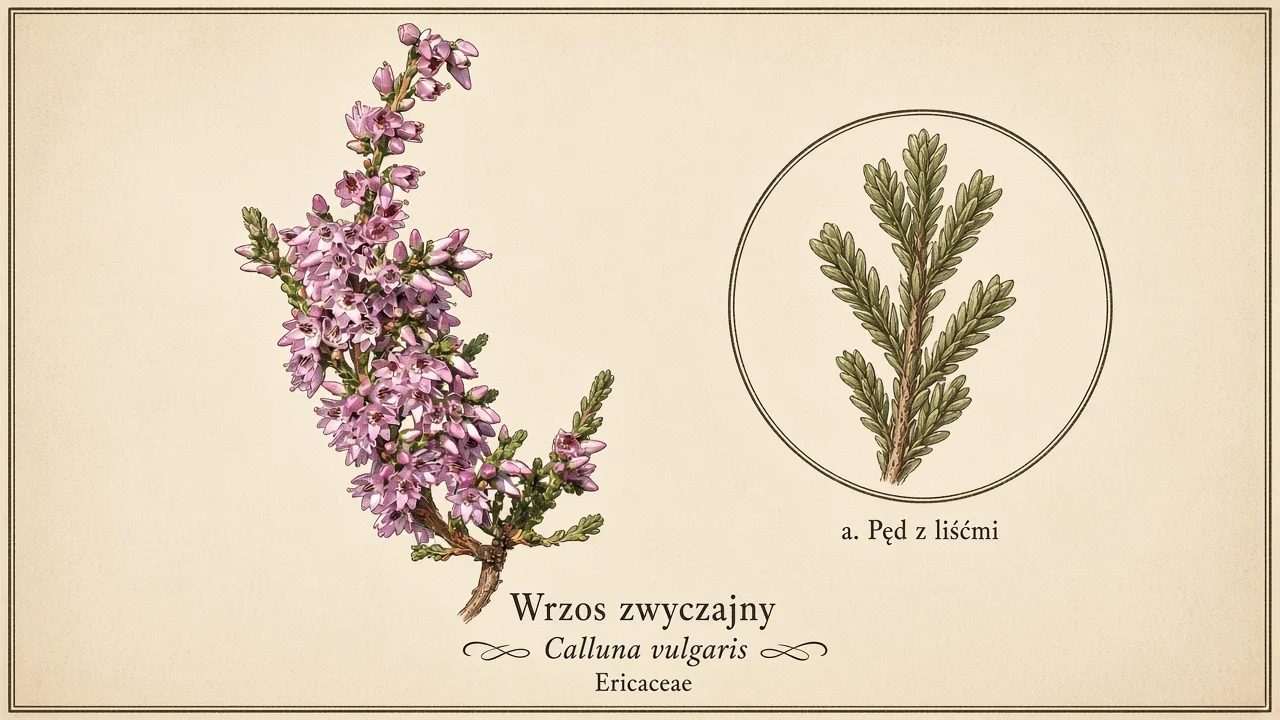 Ilustracja zielnikowa: Wrzos zwyczajny (Calluna vulgaris)